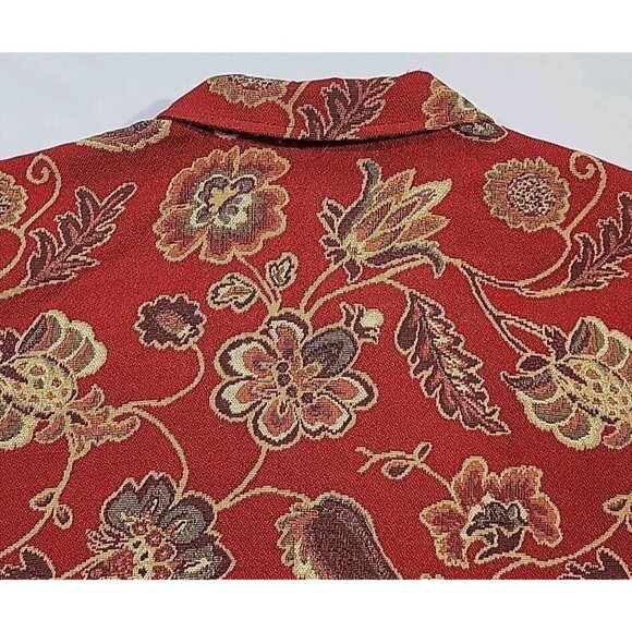 Coldwater Creek Red Fall Tapestry Floral Jacket Blazer Womens Size Petite XL USA - Picture 8 of 11